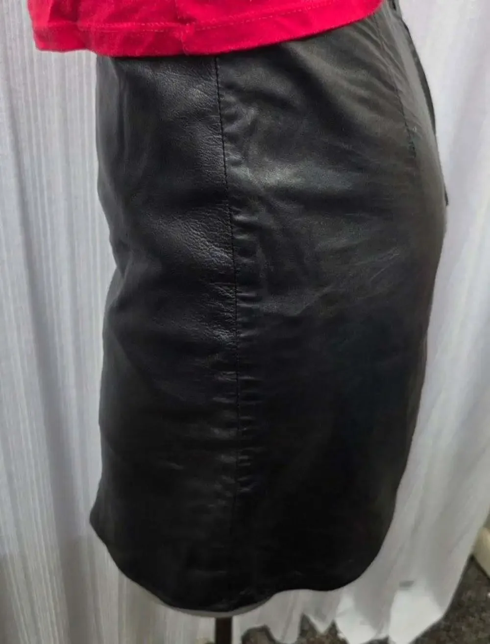 Vintage Y2k Leather Dynamics Black Leather Skirt Size 7/8